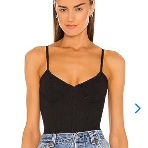 Jonathan Simkhai Black Ribbed Bustier Tank Top